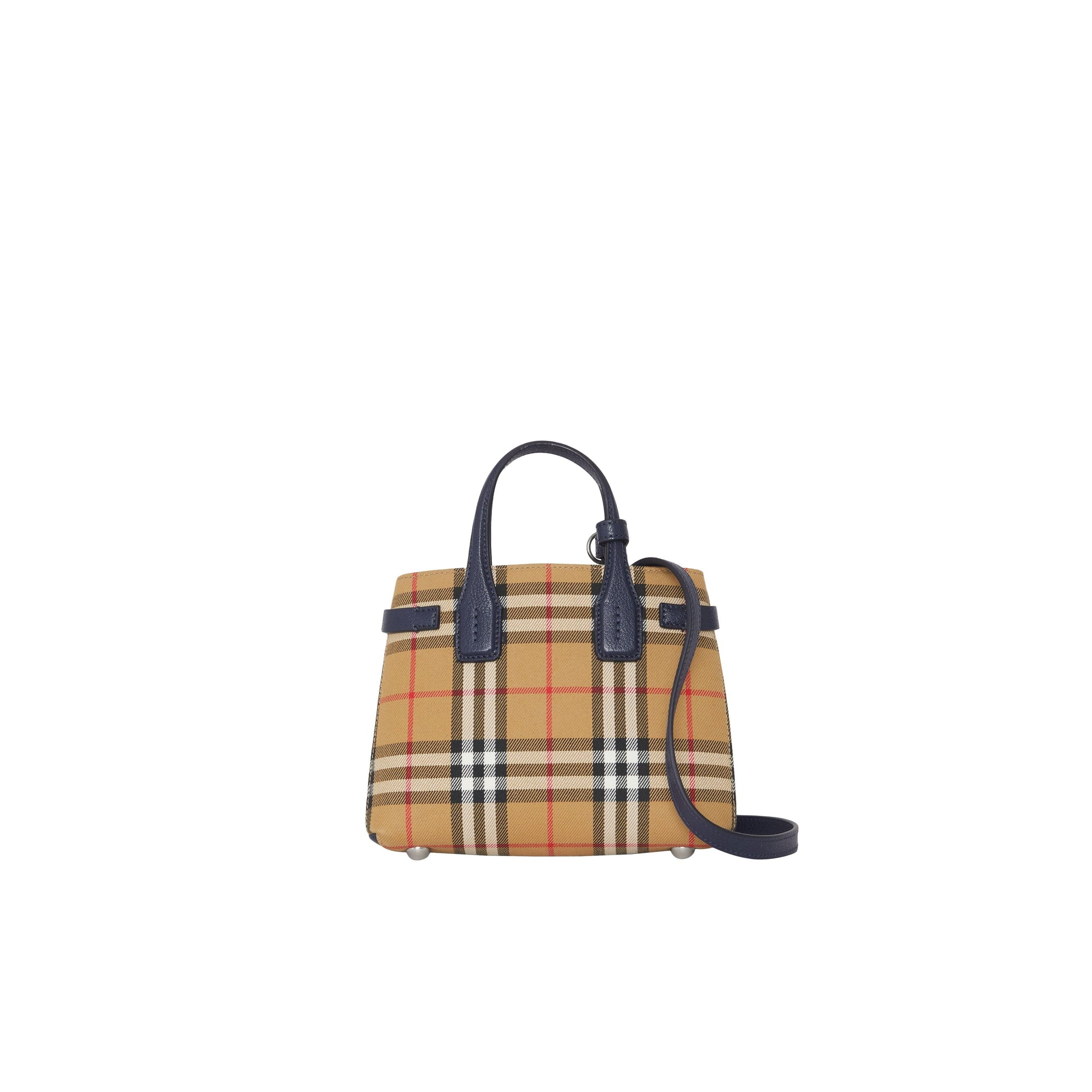 REGENCY BLUE Sac The Baby Banner en tissu Vintage check et cuir
