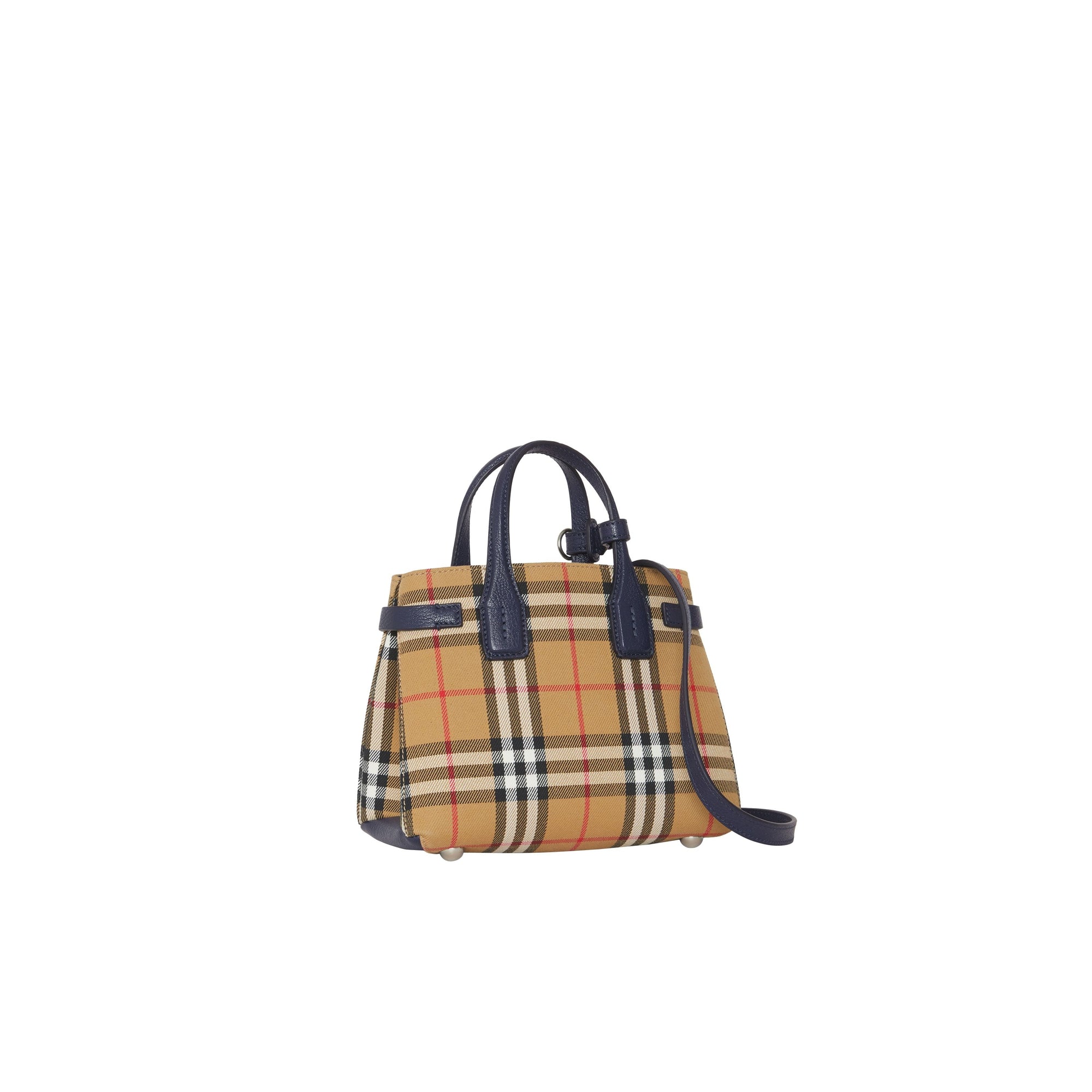 REGENCY BLUE Sac The Baby Banner en tissu Vintage check et cuir