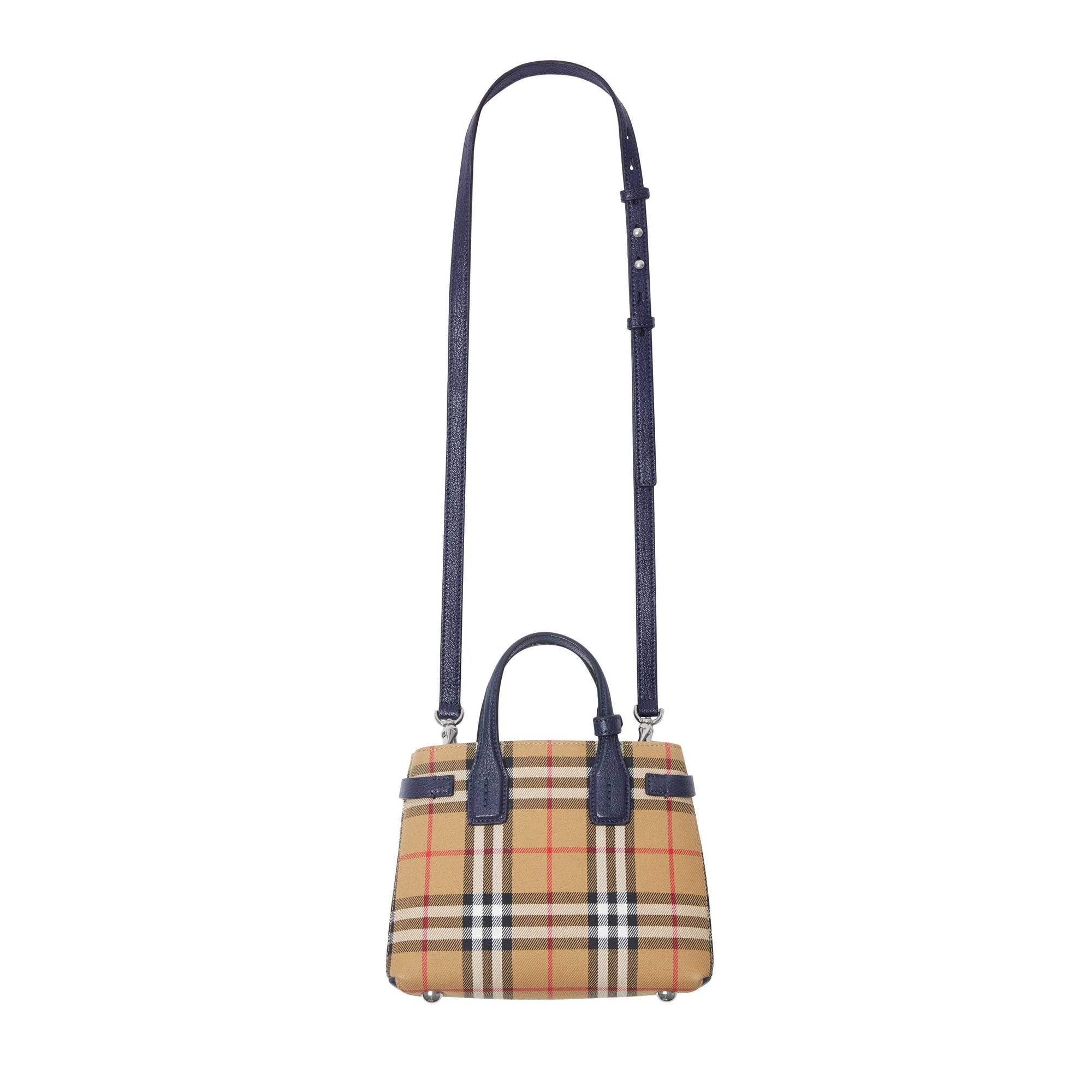 REGENCY BLUE Sac The Baby Banner en tissu Vintage check et cuir