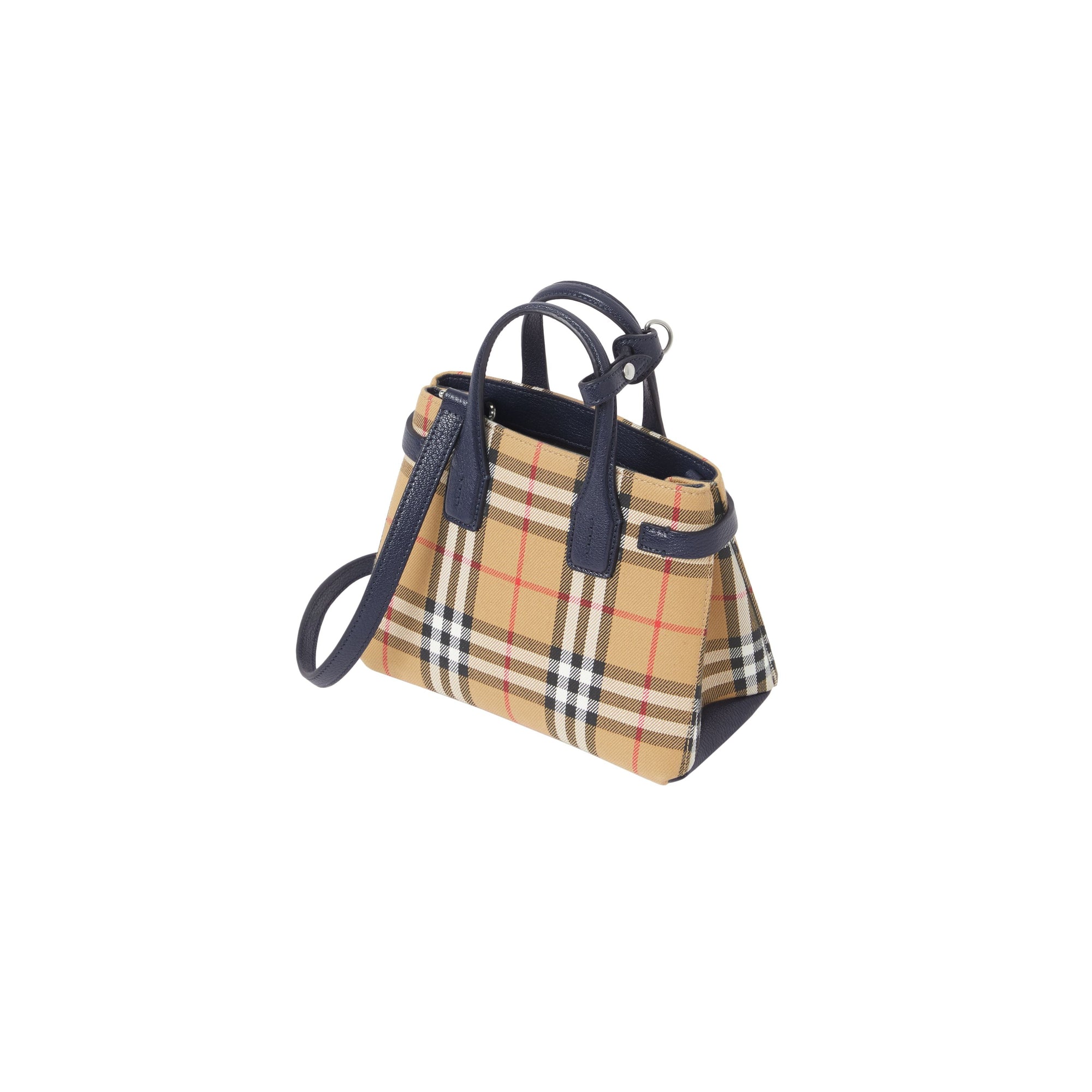 REGENCY BLUE Sac The Baby Banner en tissu Vintage check et cuir