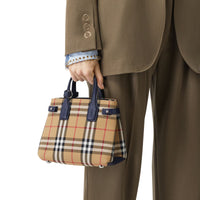 REGENCY BLUE Sac The Baby Banner en tissu Vintage check et cuir