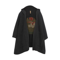 CHARCOAL Cape à capuche en laine mélangée avec écusson en jacquard
