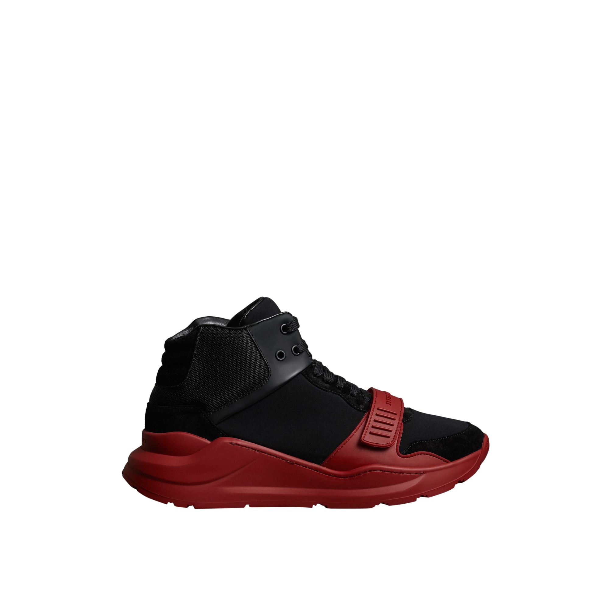 BLACK/MILITARY RED Sneakers montantes en néoprène et cuir velours