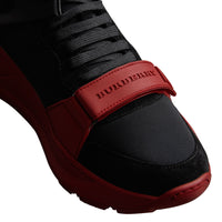 BLACK/MILITARY RED Sneakers montantes en néoprène et cuir velours