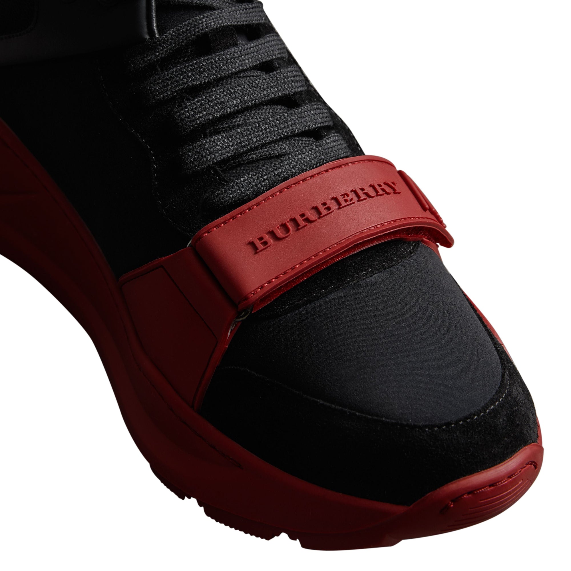 BLACK/MILITARY RED Sneakers montantes en néoprène et cuir velours