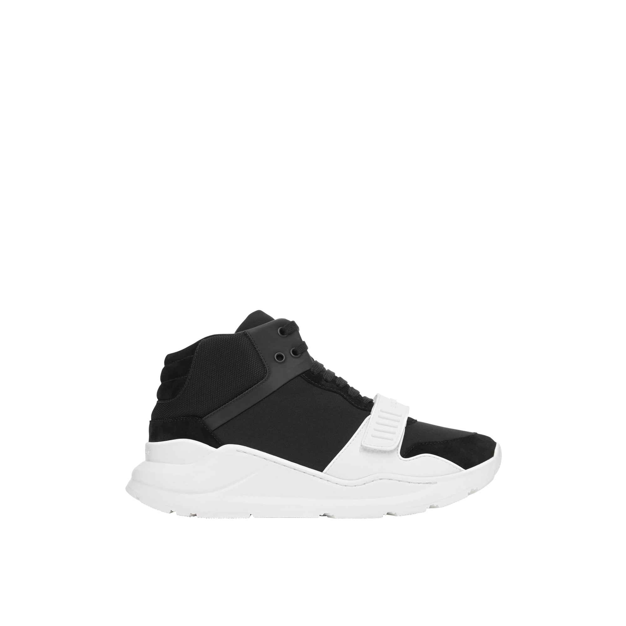 BLACK/OPTIC WHITE Sneakers montantes en néoprène et cuir velours