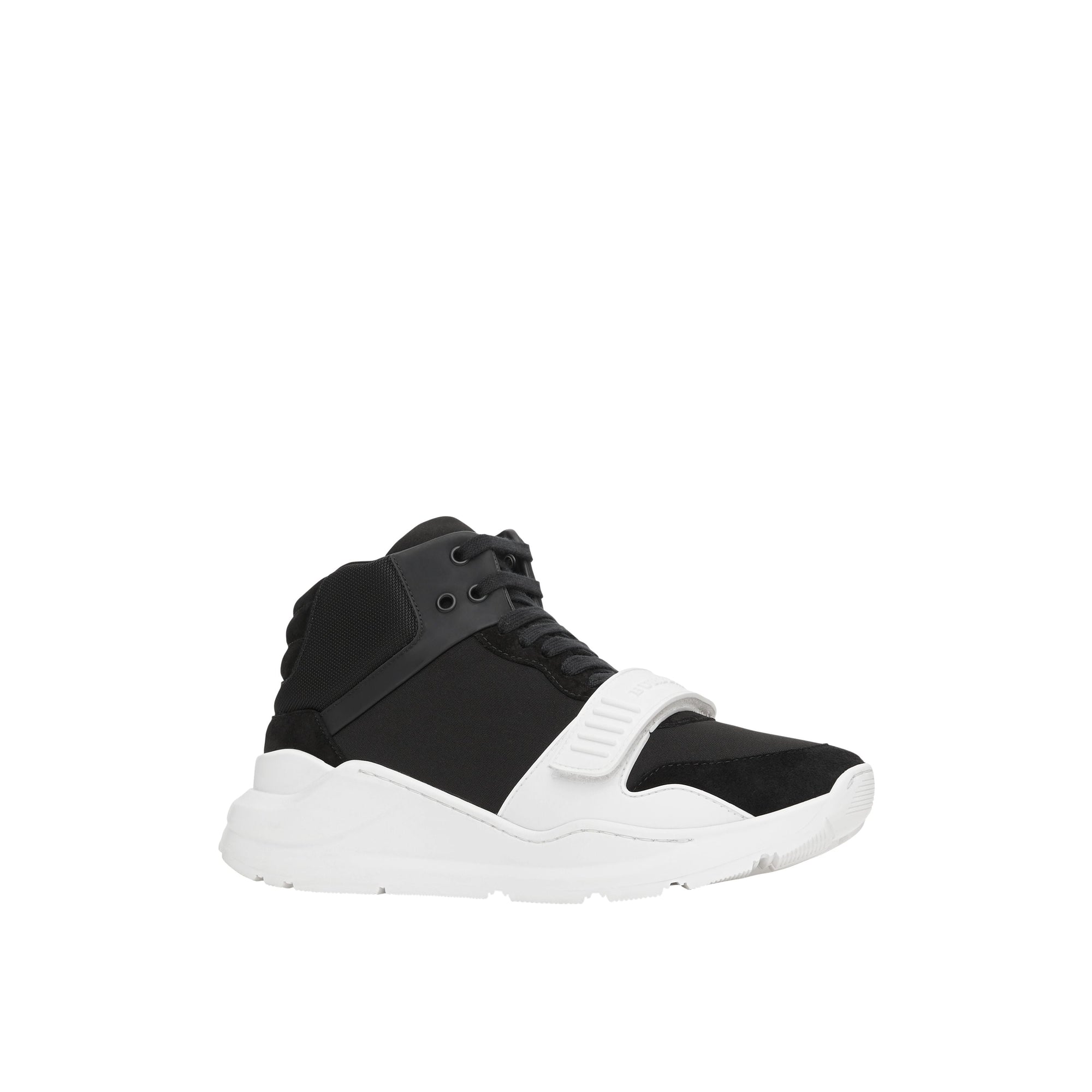 BLACK/OPTIC WHITE Sneakers montantes en néoprène et cuir velours
