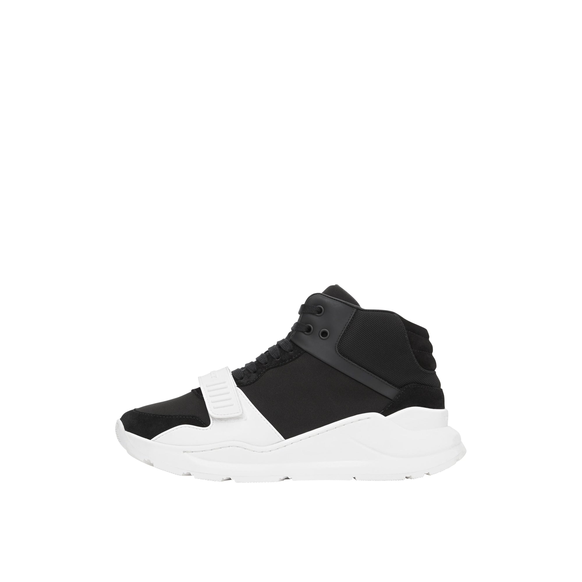 BLACK/OPTIC WHITE Sneakers montantes en néoprène et cuir velours