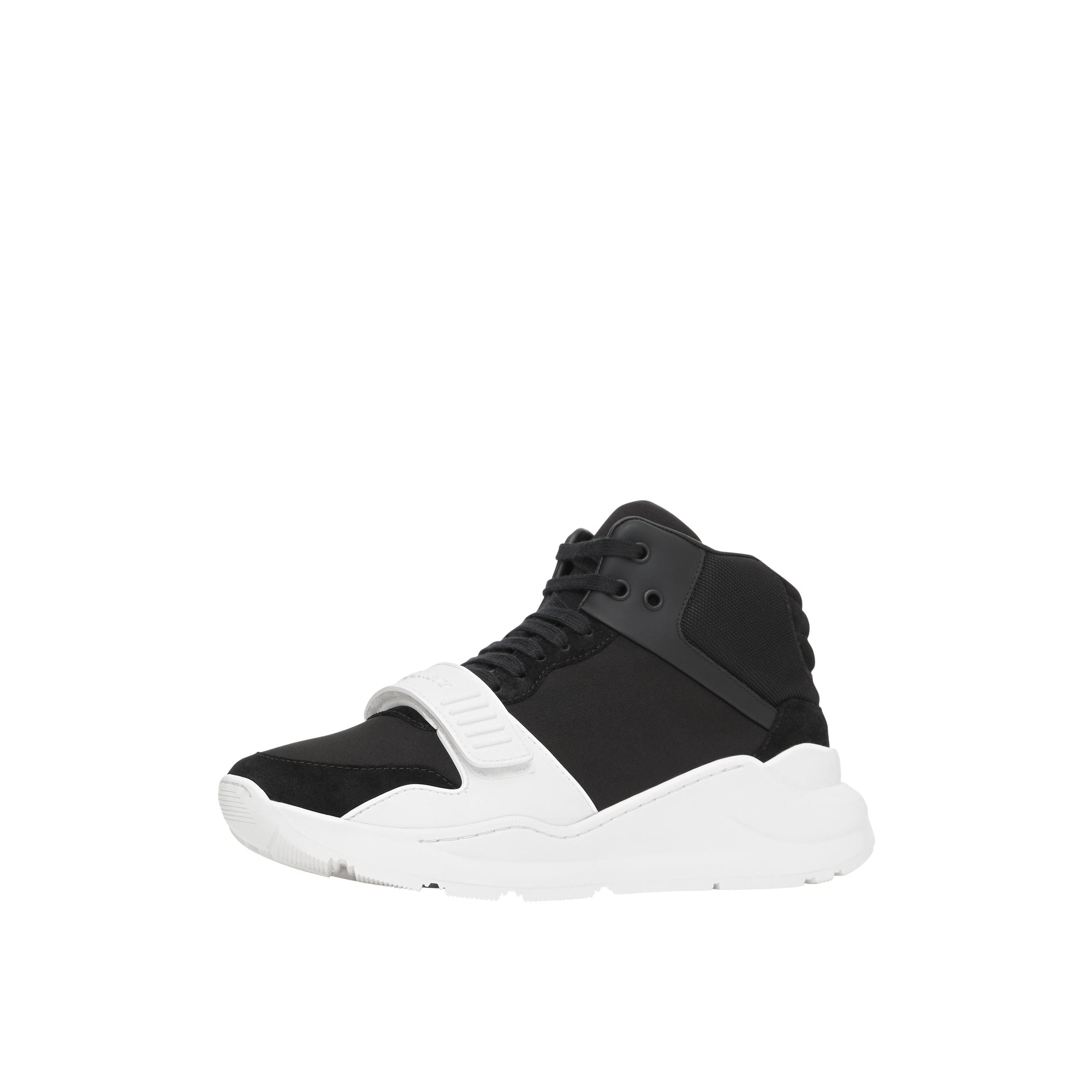 BLACK/OPTIC WHITE Sneakers montantes en néoprène et cuir velours