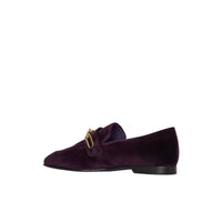 DARK ELDERBERRY Mocassins en velours avec chaîne