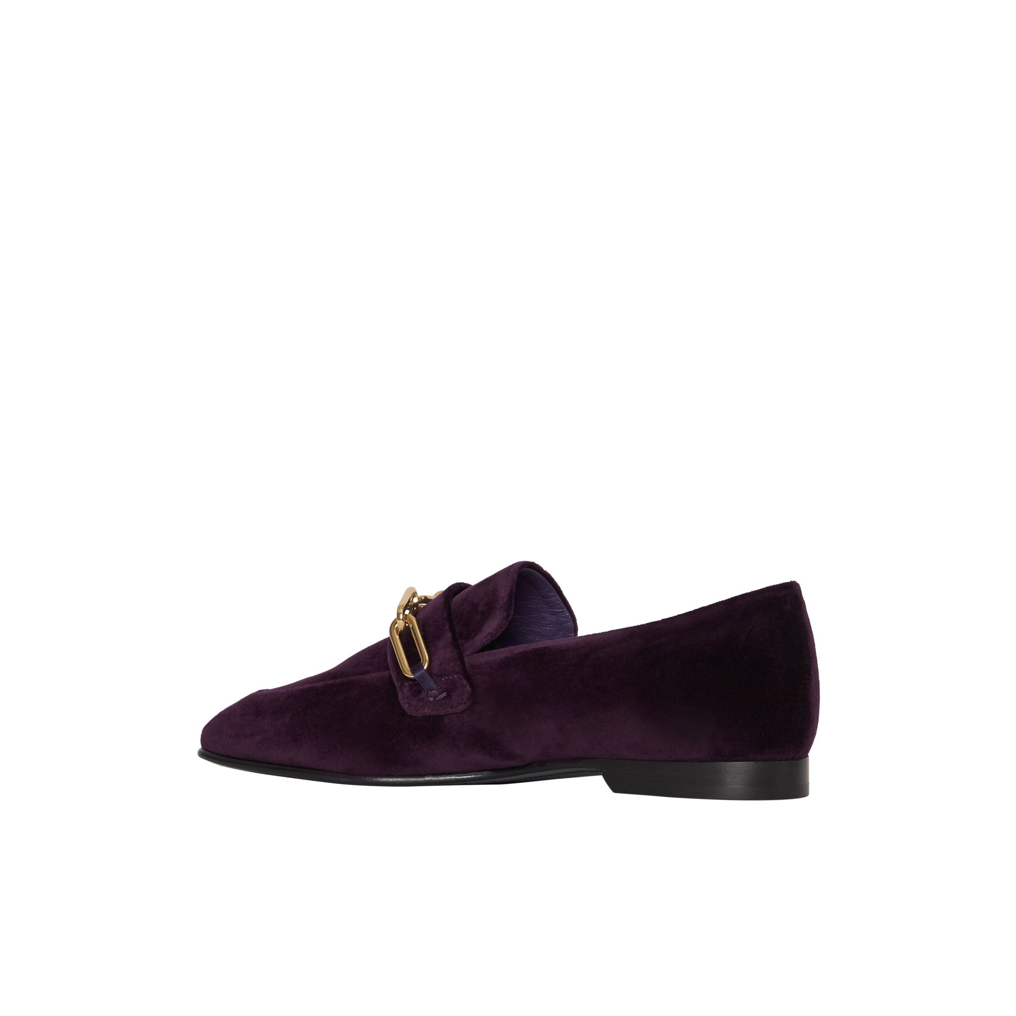 DARK ELDERBERRY Mocassins en velours avec chaîne