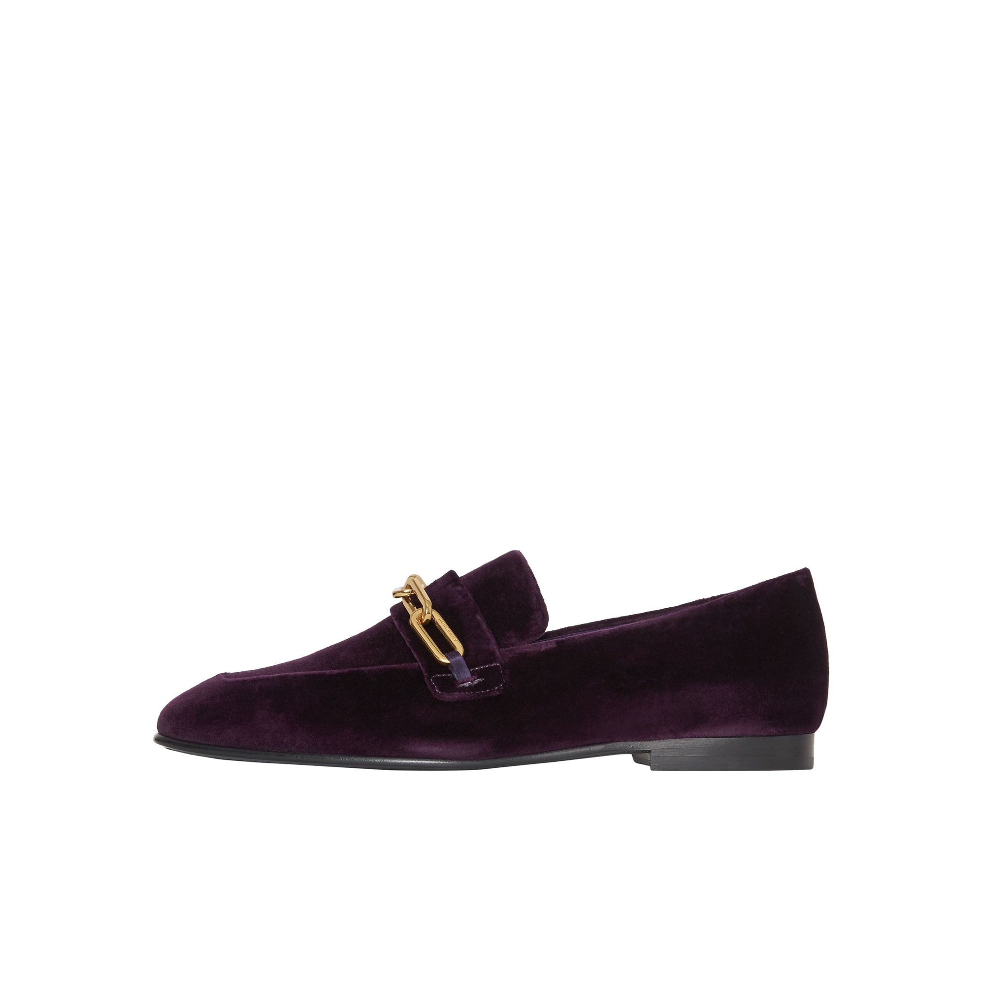 DARK ELDERBERRY Mocassins en velours avec chaîne