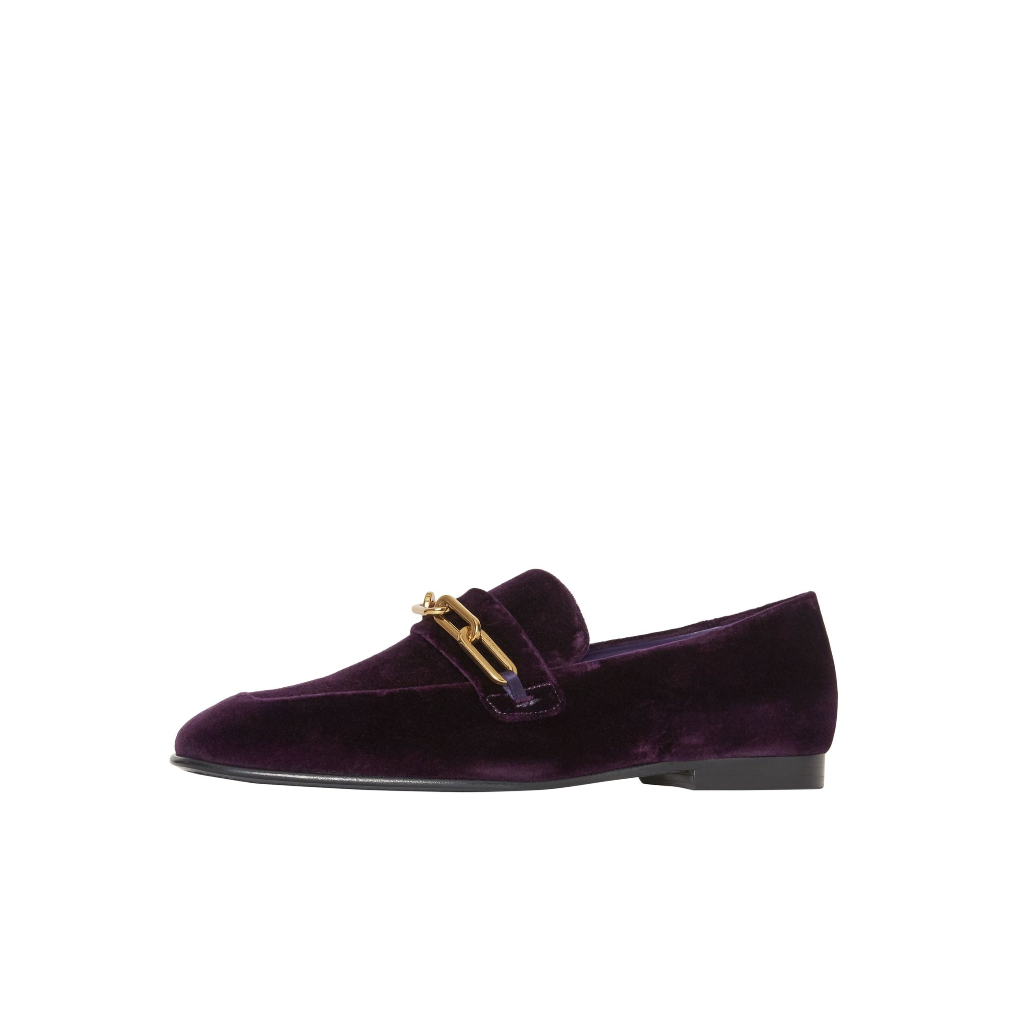 DARK ELDERBERRY Mocassins en velours avec chaîne