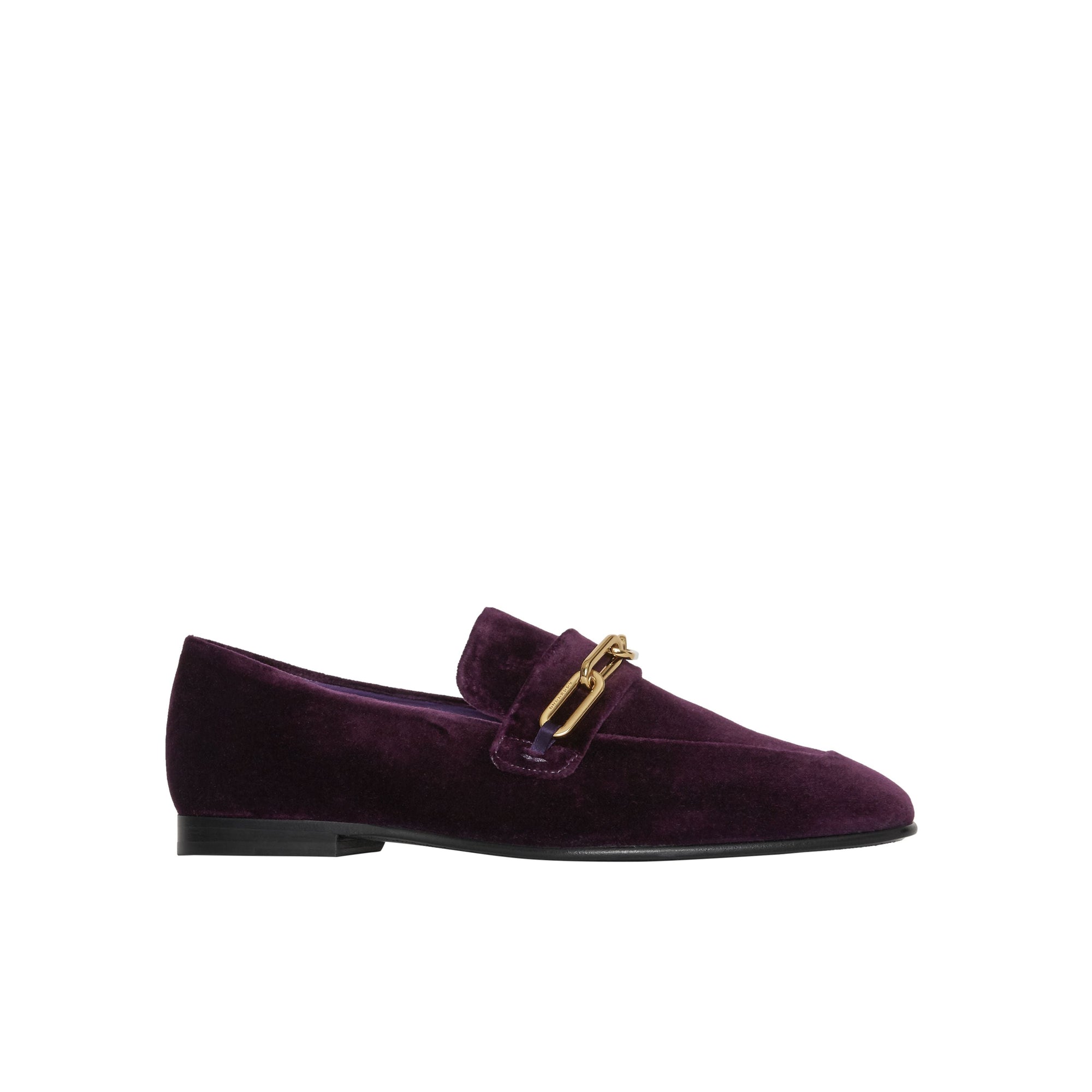 DARK ELDERBERRY Mocassins en velours avec chaîne