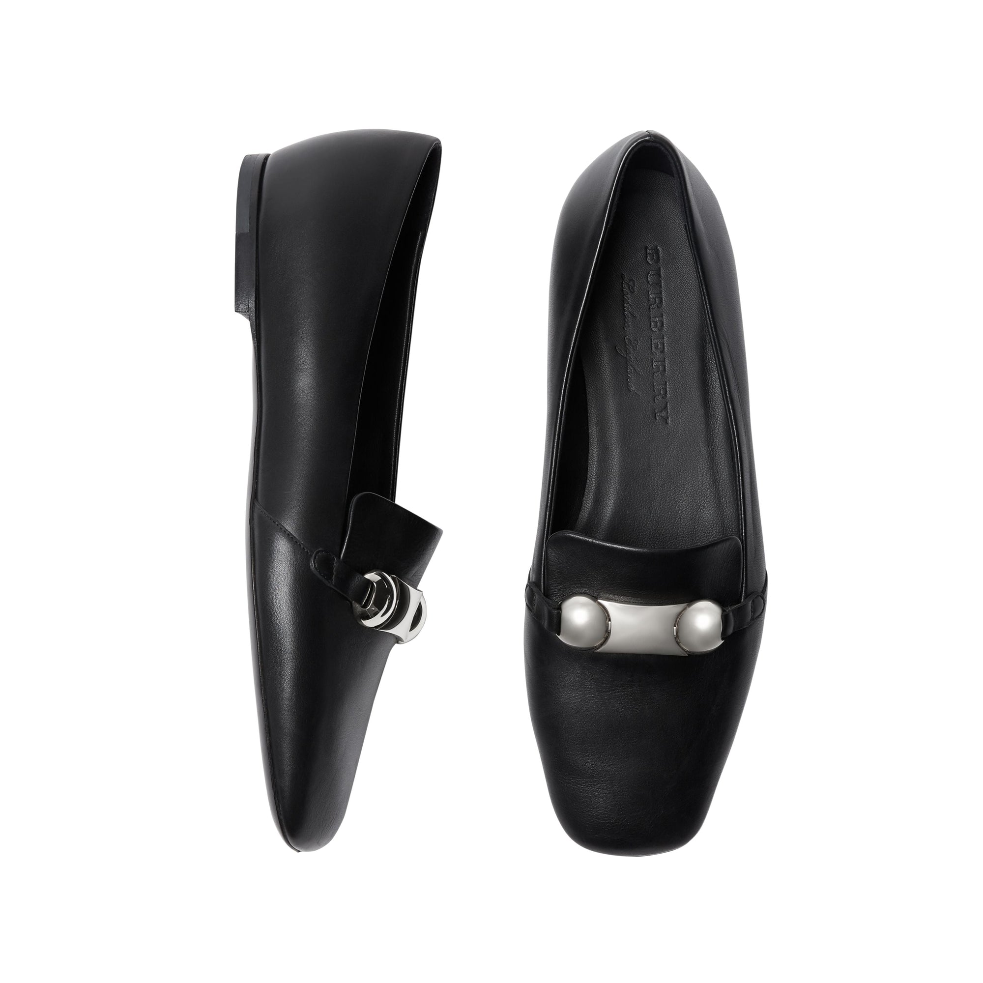 BLACK Mocassins en cuir avec bride cloutée