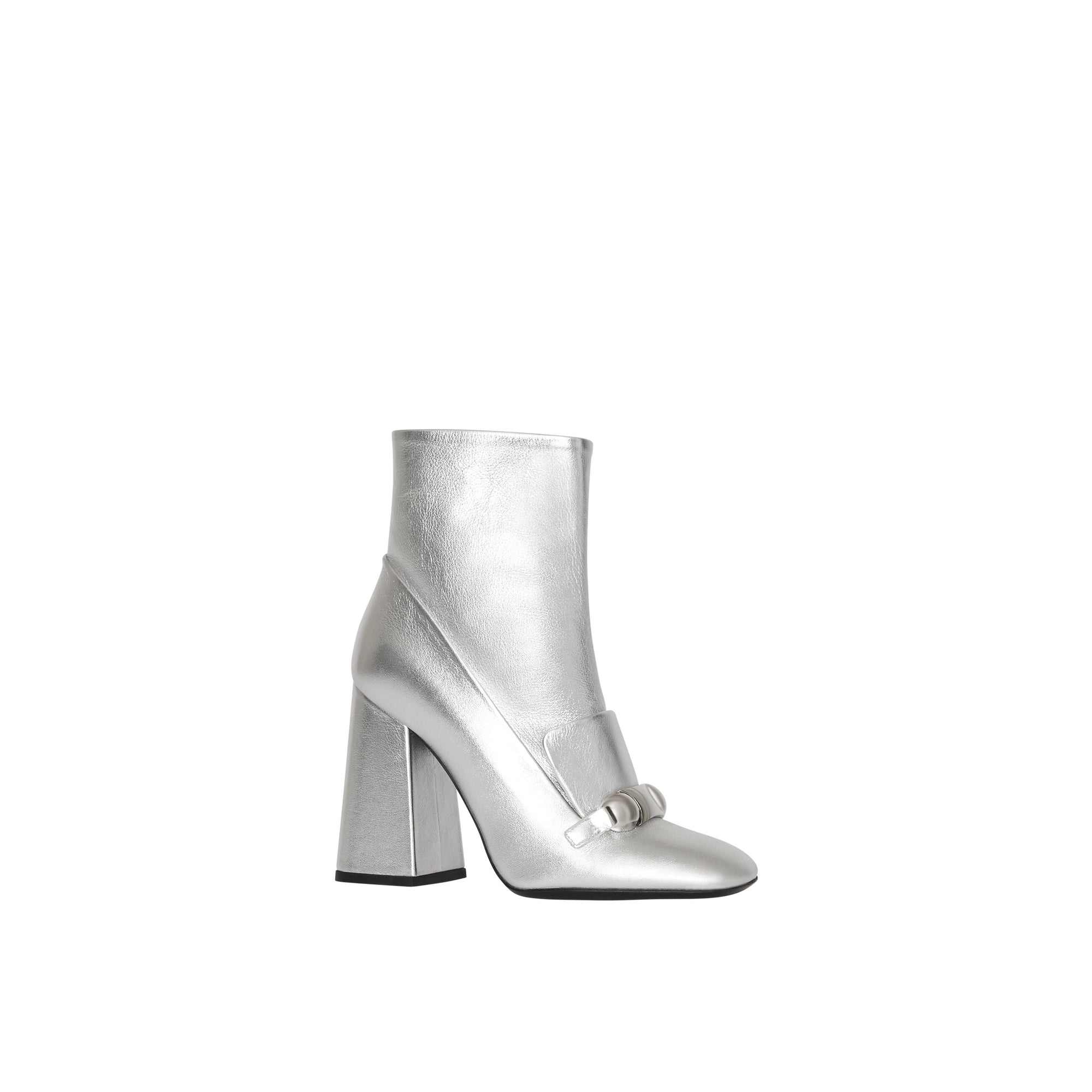 SILVER Bottines en cuir avec bride cloutée