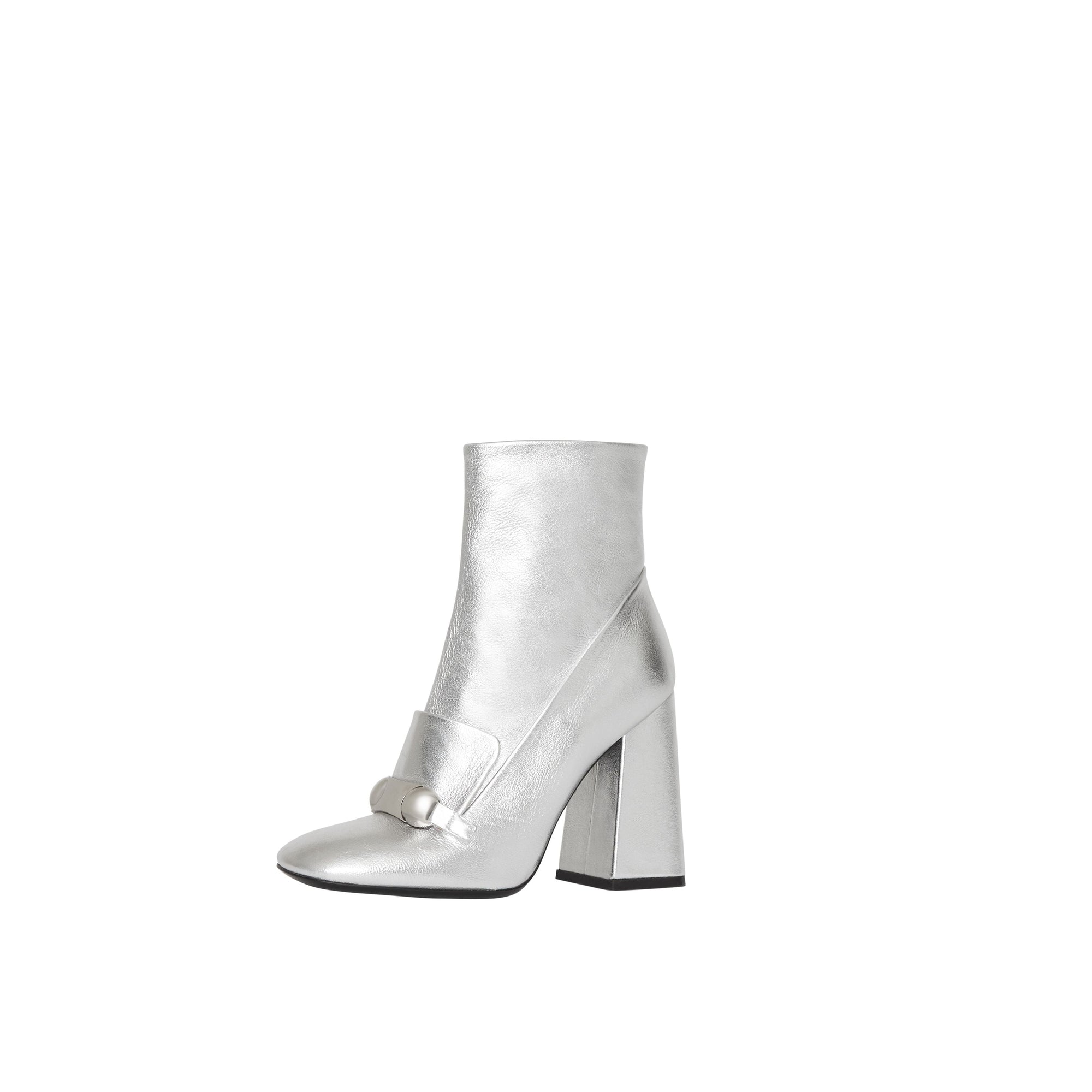 SILVER Bottines en cuir avec bride cloutée