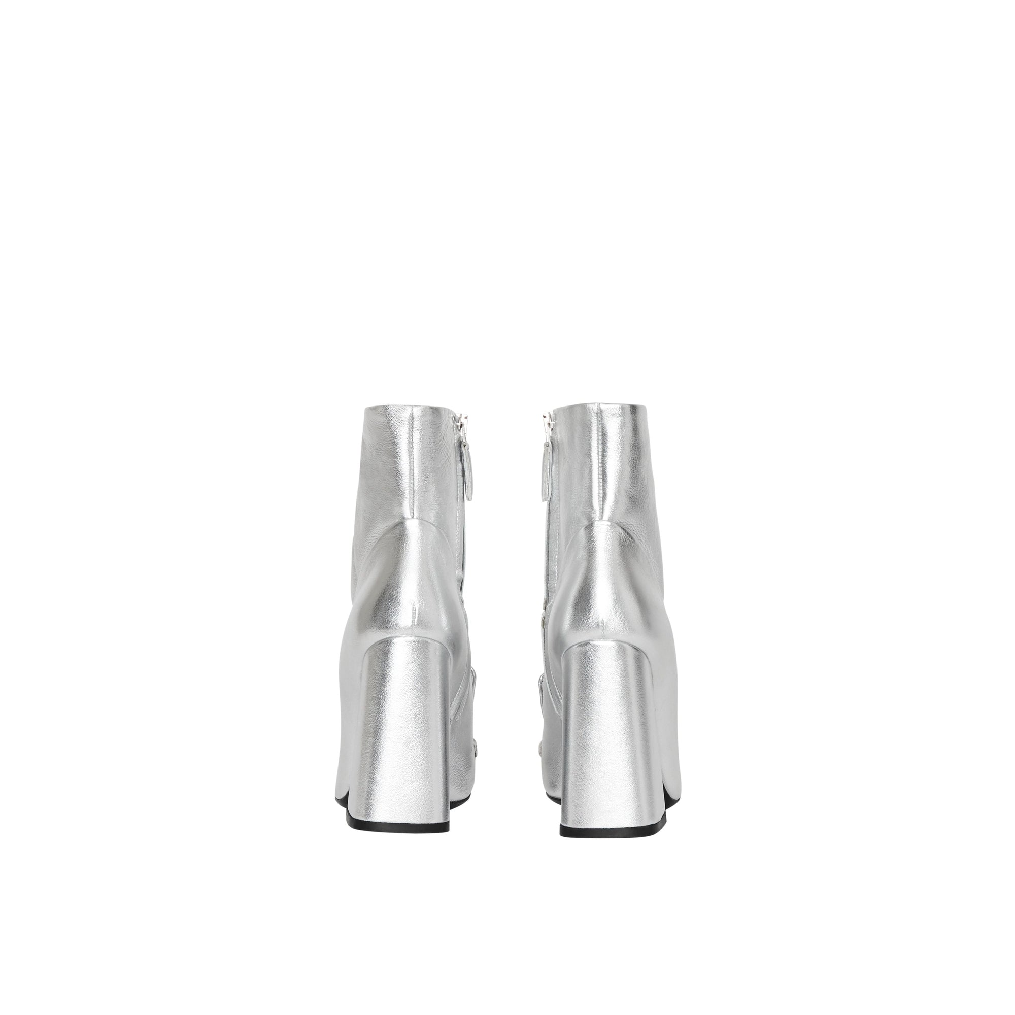 SILVER Bottines en cuir avec bride cloutée