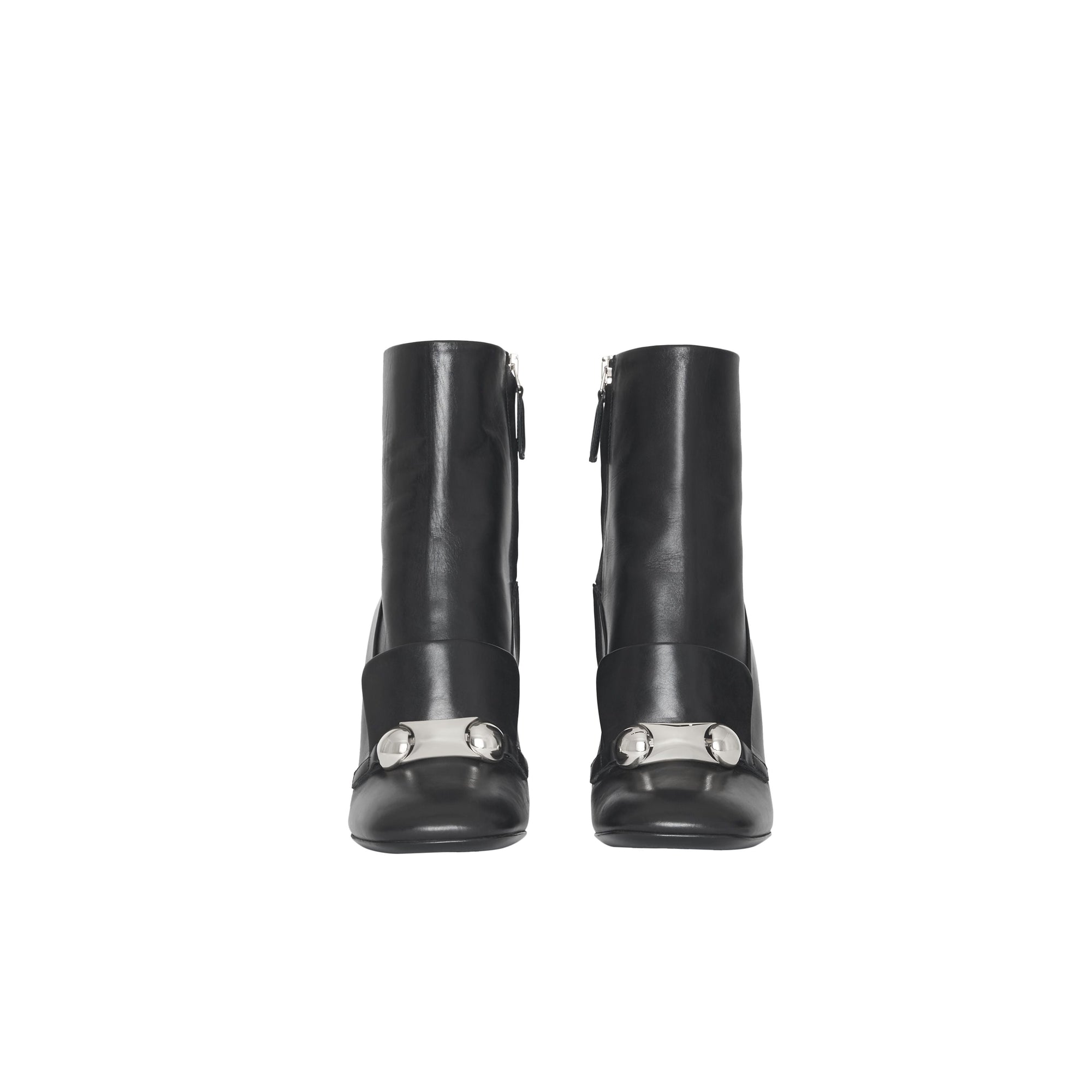 BLACK Bottines en cuir avec bride cloutée