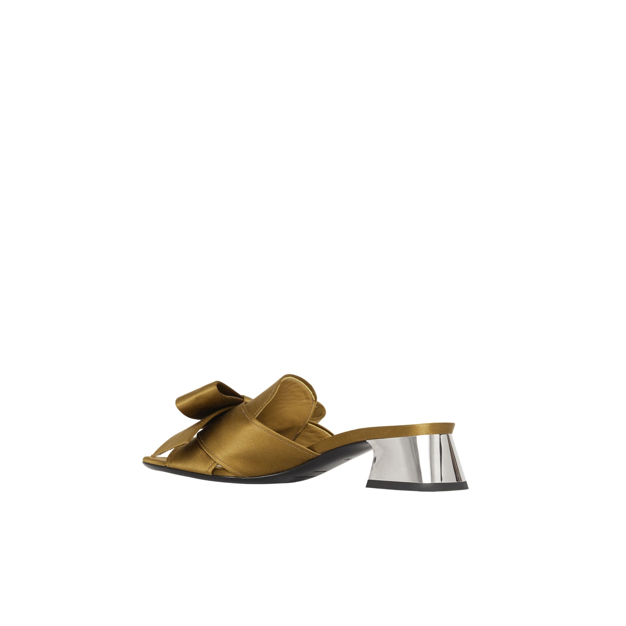 ANTIQUE GOLD Mules à talon bottier en satin avec nœud