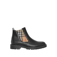 Bottines chelsea en cuir avec vintage check - Noir