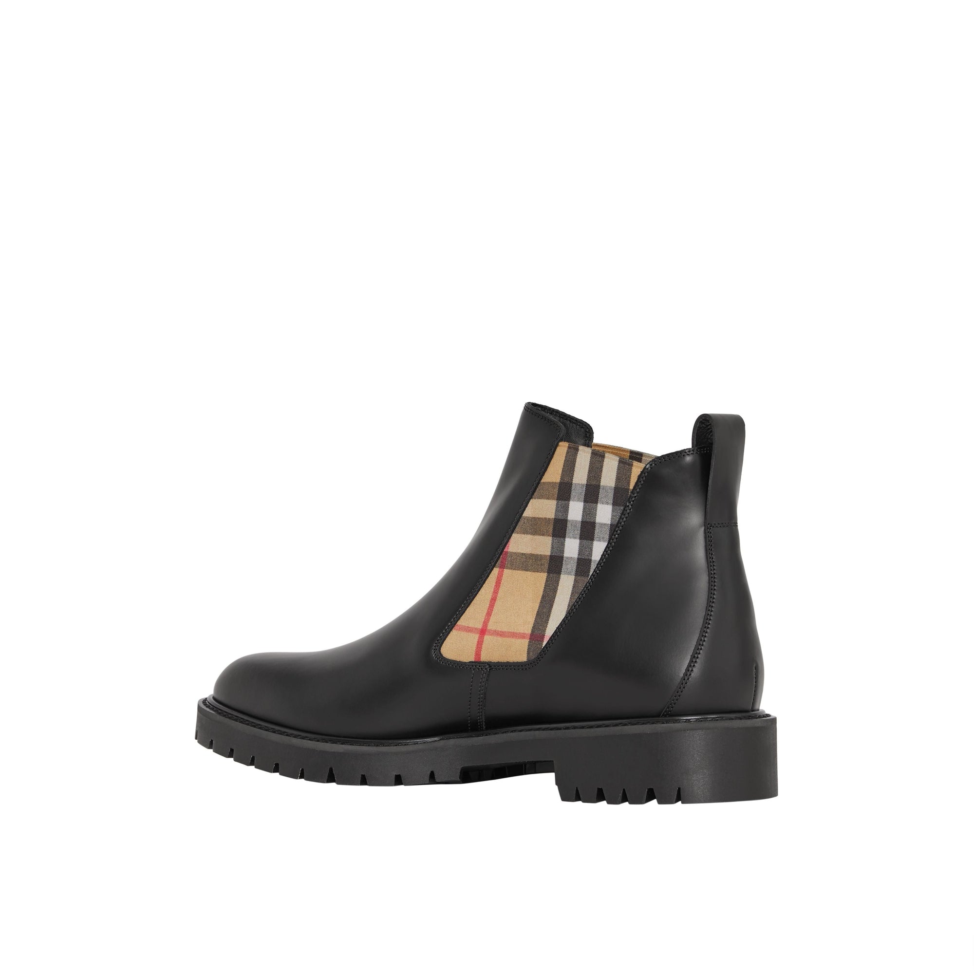 Bottines chelsea en cuir avec vintage check - Noir