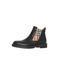 Bottines chelsea en cuir avec vintage check - Noir
