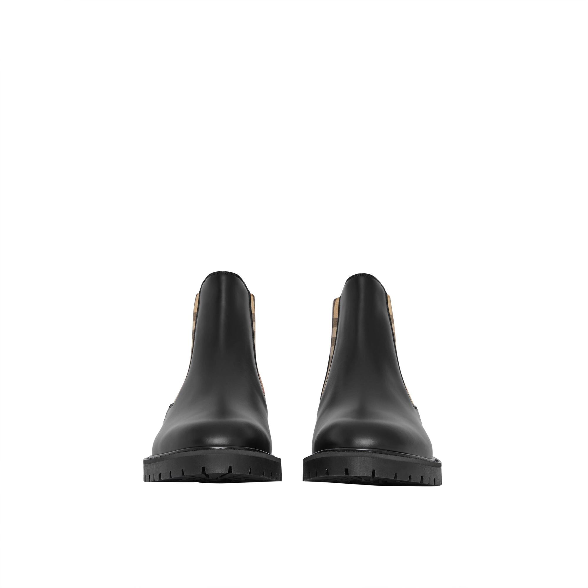 Bottines chelsea en cuir avec vintage check - Noir