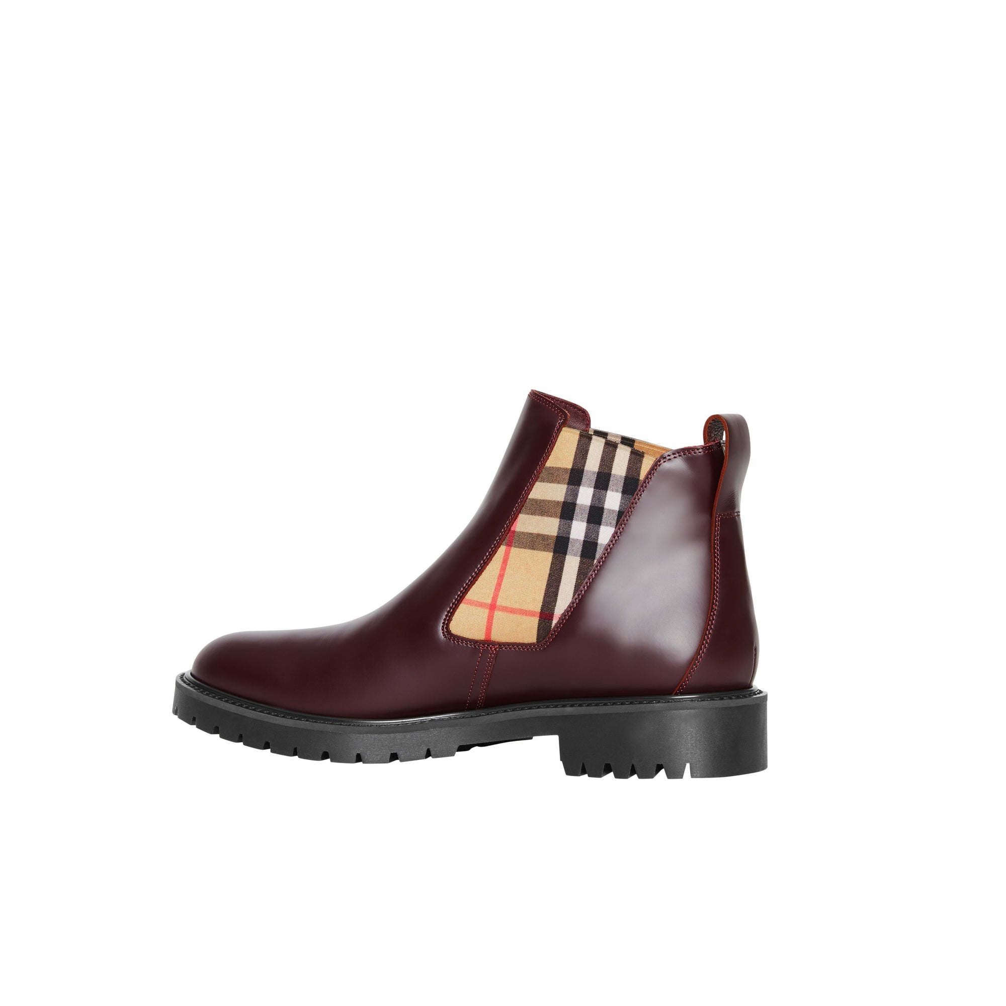 OXBLOOD Bottines Chelsea en cuir avec détails Vintage check