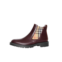 OXBLOOD Bottines Chelsea en cuir avec détails Vintage check