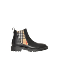 Bottines Chelsea en cuir avec détails Vintage check - Noir