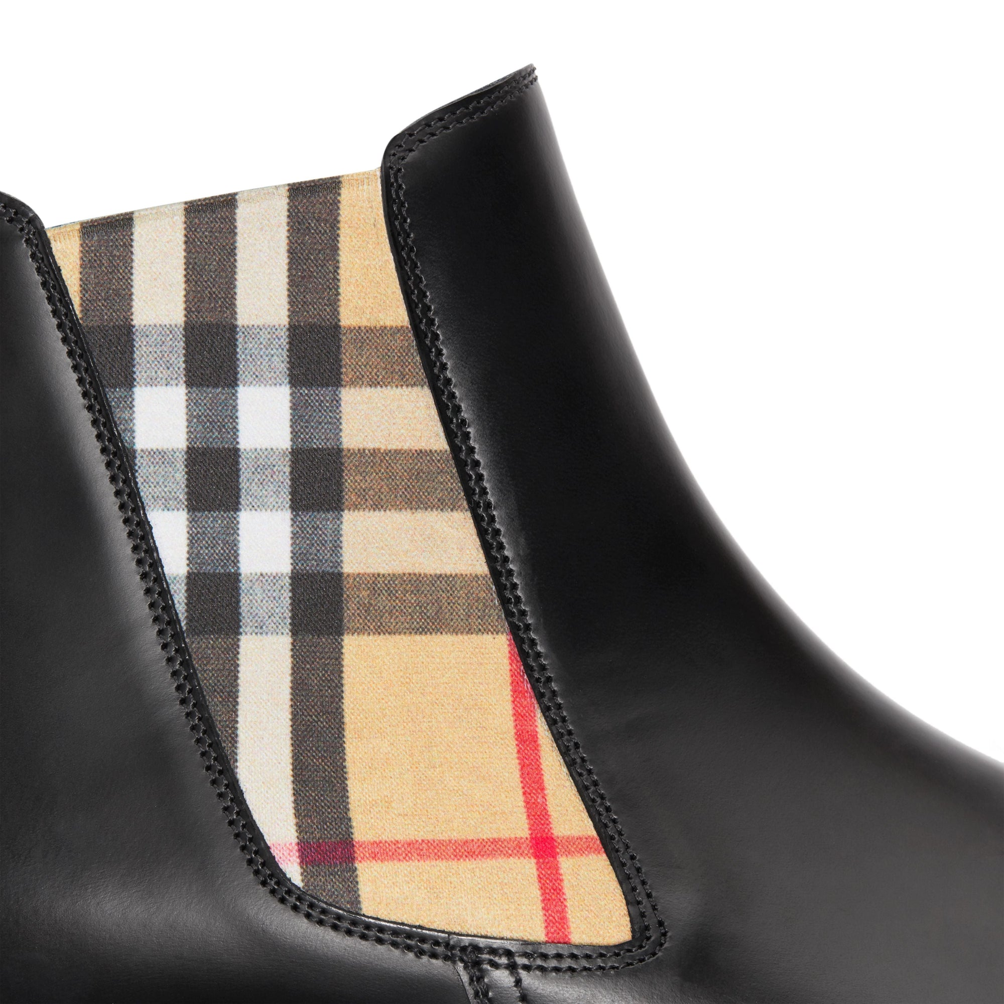 Bottines Chelsea en cuir avec détails Vintage check - Noir