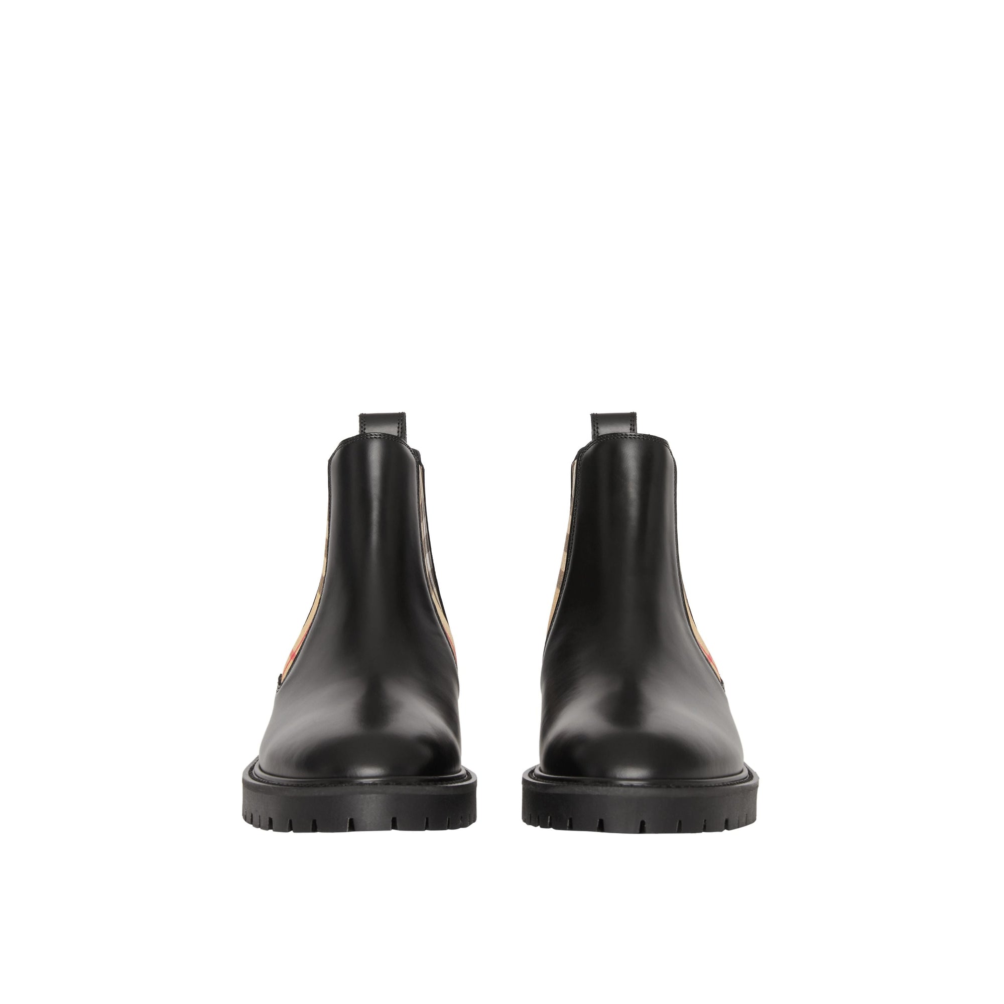Bottines chelsea en cuir avec détails vintage check - Noir