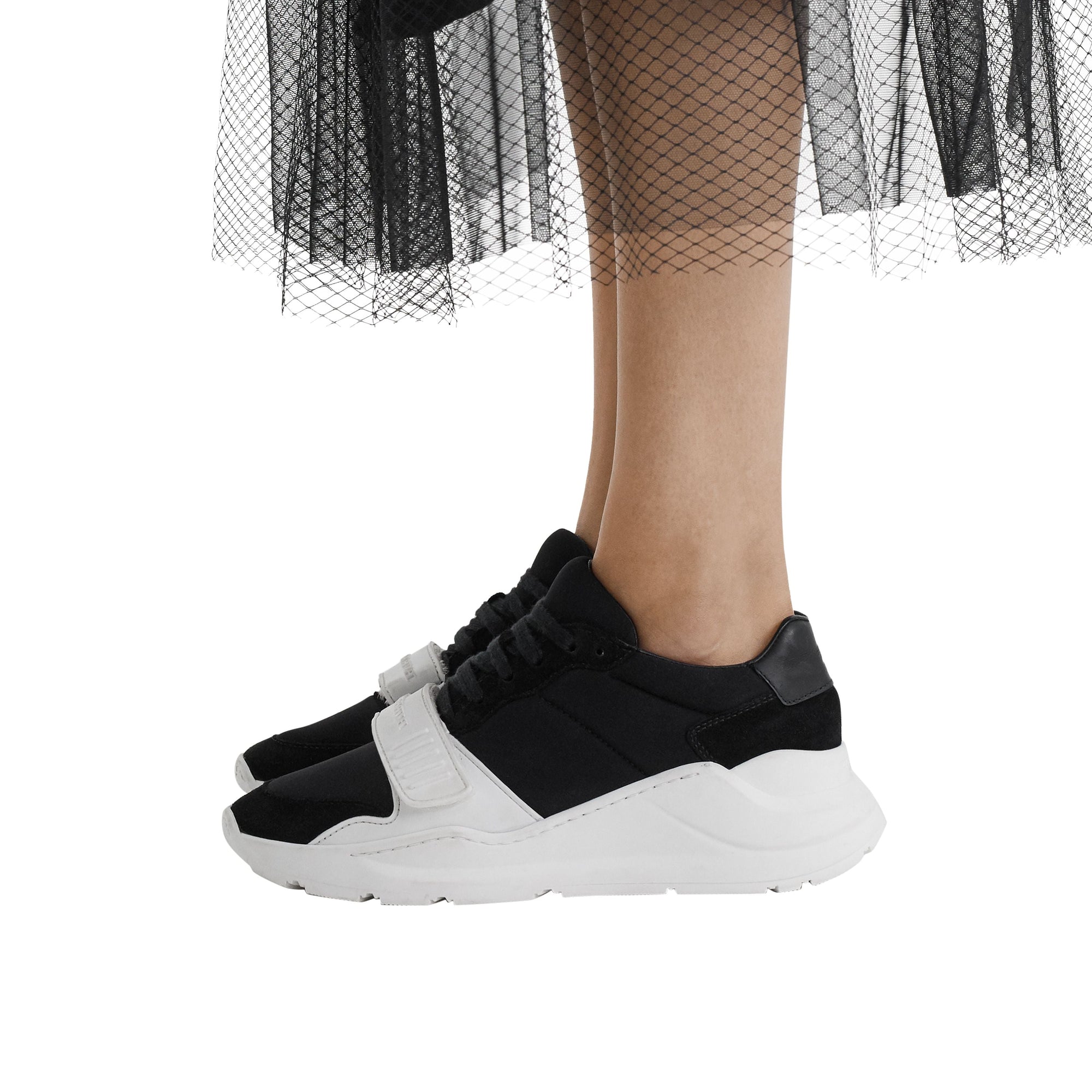 BLACK/OPTIC WHITE Sneakers en cuir velours, néoprène et cuir
