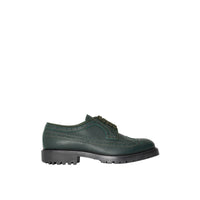 DEEP VIRIDIAN GREEN Chaussures de style derby en cuir grainé avec détails richelieu