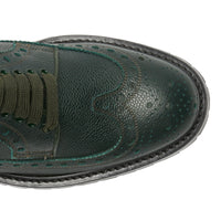 DEEP VIRIDIAN GREEN Chaussures de style derby en cuir grainé avec détails richelieu