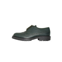 DEEP VIRIDIAN GREEN Chaussures de style derby en cuir grainé avec détails richelieu
