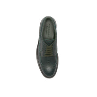 DEEP VIRIDIAN GREEN Chaussures de style derby en cuir grainé avec détails richelieu