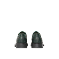 DEEP VIRIDIAN GREEN Chaussures de style derby en cuir grainé avec détails richelieu