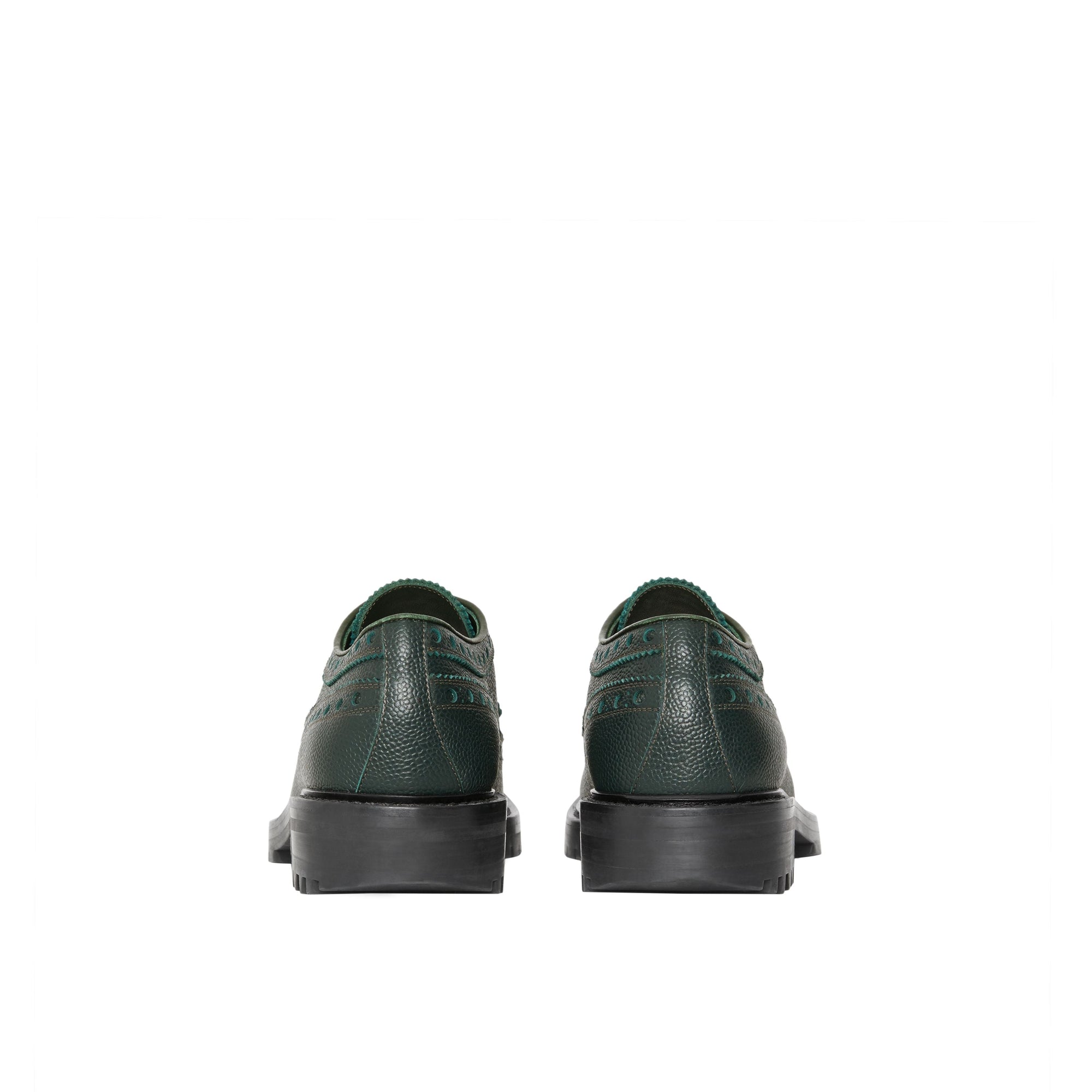DEEP VIRIDIAN GREEN Chaussures de style derby en cuir grainé avec détails richelieu