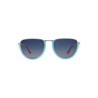 Lunettes de soleil aviateur rondes à demi-lune - Bleu pâle