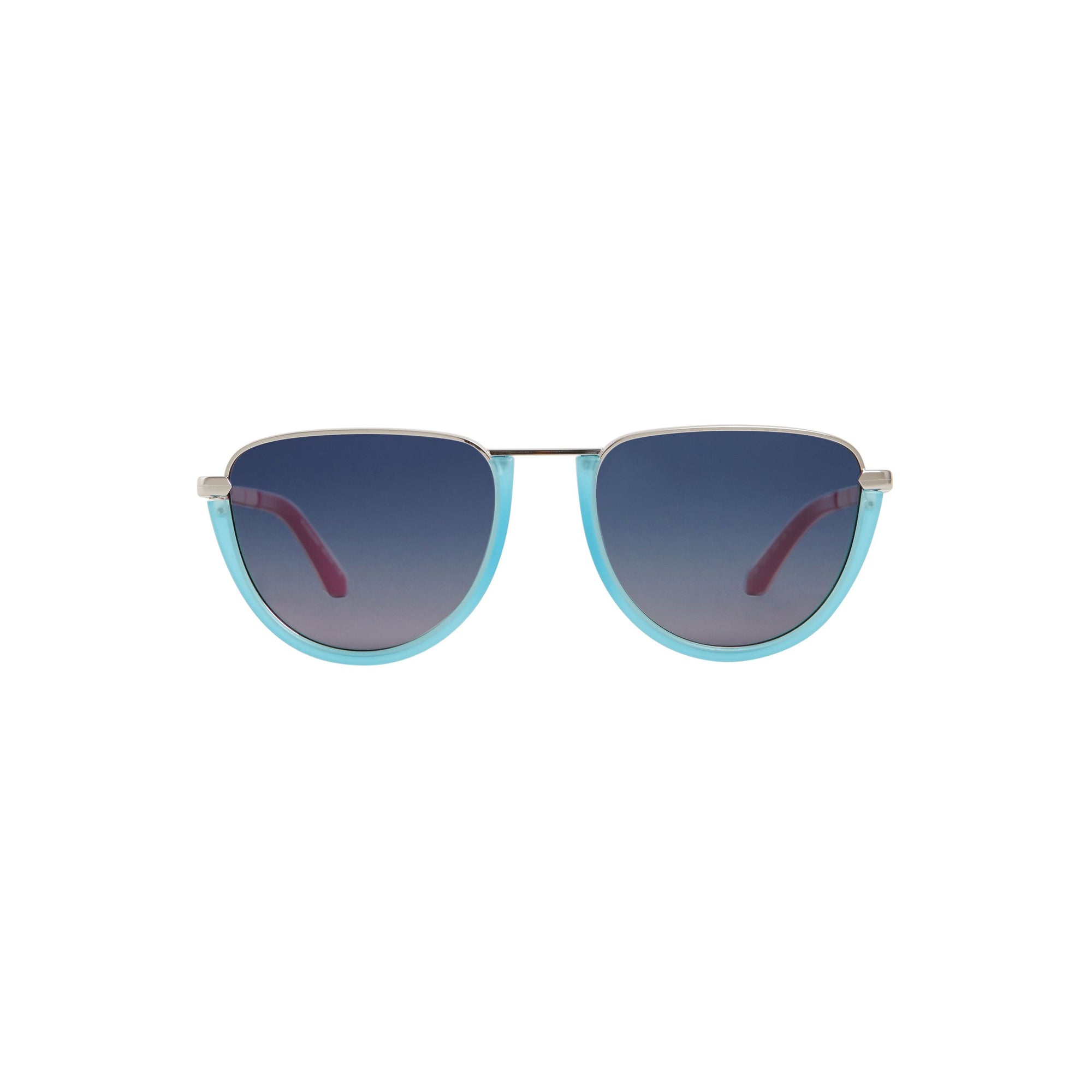 Lunettes de soleil aviateur rondes à demi-lune - Bleu pâle