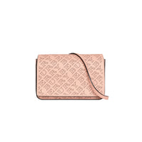 PALE FAWN PINK Portefeuille en cuir avec logo perforé et sangle amovible