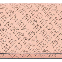 PALE FAWN PINK Portefeuille en cuir avec logo perforé et sangle amovible