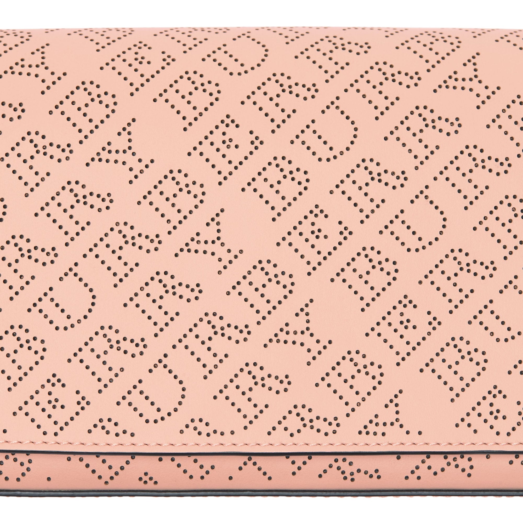 PALE FAWN PINK Portefeuille en cuir avec logo perforé et sangle amovible