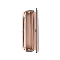 PALE FAWN PINK Portefeuille en cuir avec logo perforé et sangle amovible