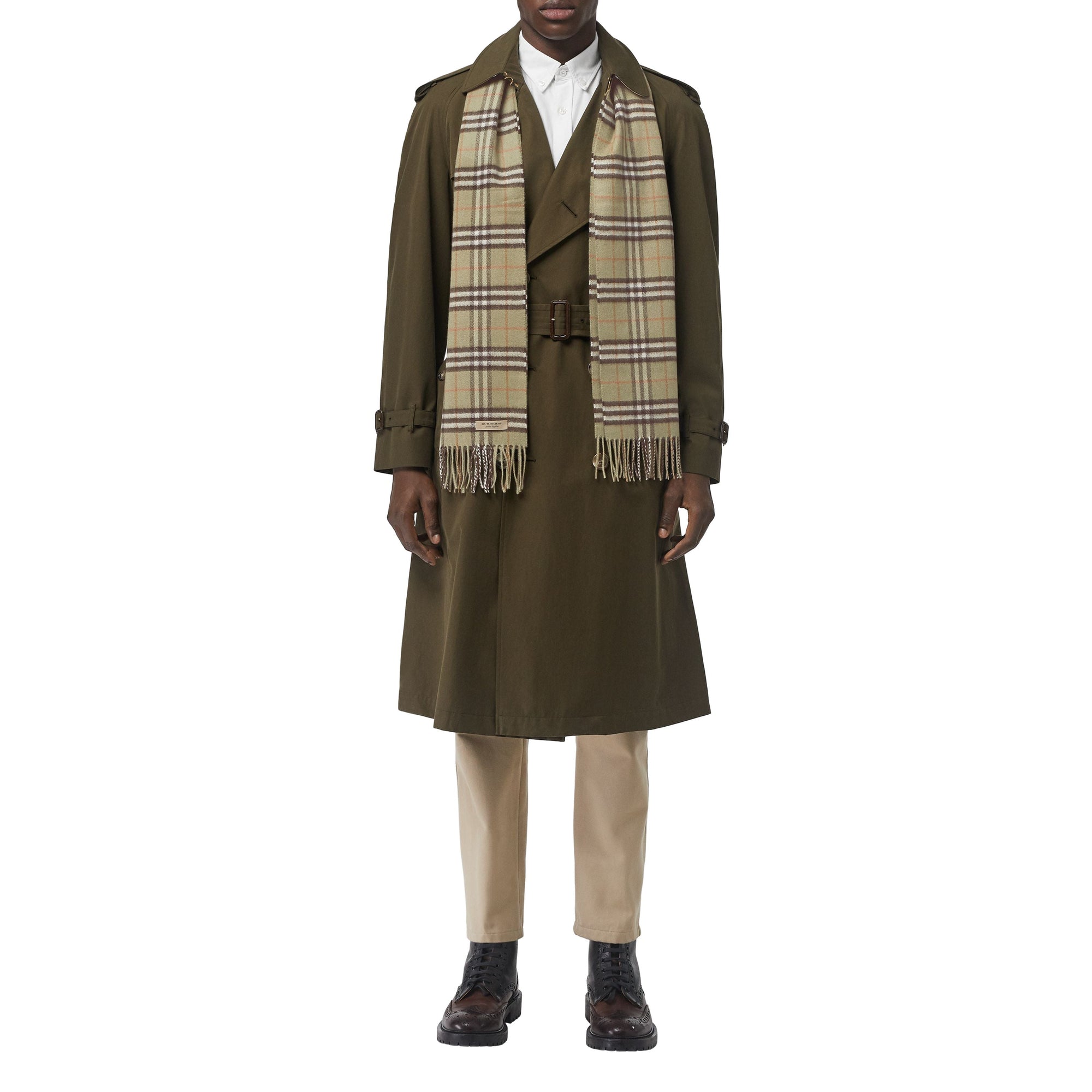 PALE POWDER GREEN Écharpe classique en cachemire Vintage check