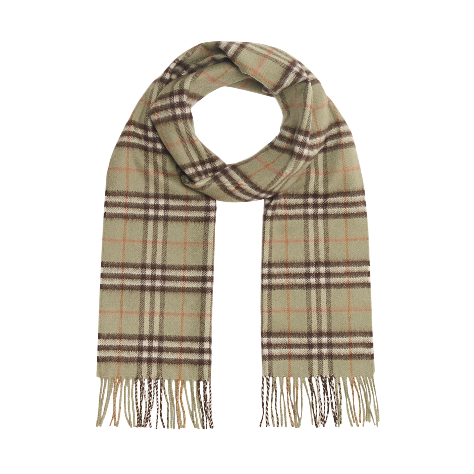 PALE POWDER GREEN Écharpe classique en cachemire Vintage check