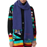 BRIGHT NAVY Écharpe brodée en cachemire molletonné