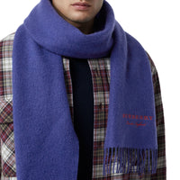 BRIGHT NAVY Écharpe brodée en cachemire molletonné
